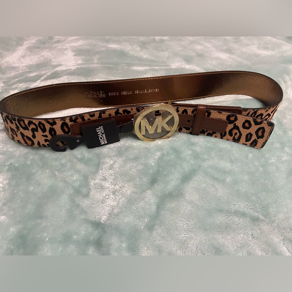 Michael Kors Leopard Print Leather Belt